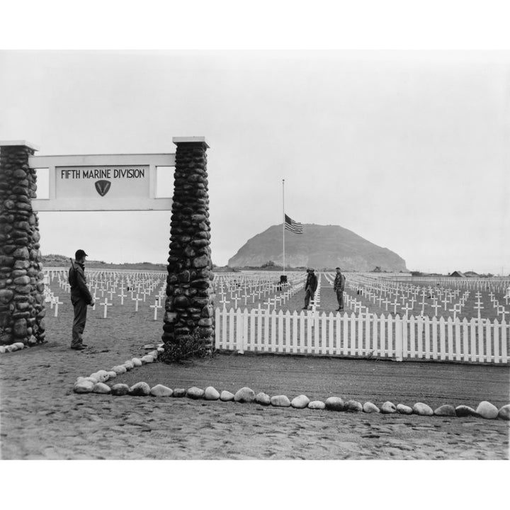 Iwo Jima In April 1945. Marine Cemetery Where U.S. Marines Killed During The Battle Of Iwo Jima Were Buried. American Image 2