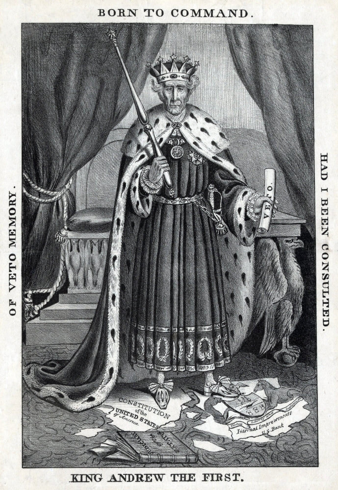 King Andrew The First. Cartoon Depicts President Andrew Jackson As A Despotic Monarch History Image 1