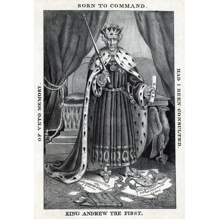 King Andrew The First. Cartoon Depicts President Andrew Jackson As A Despotic Monarch History Image 2