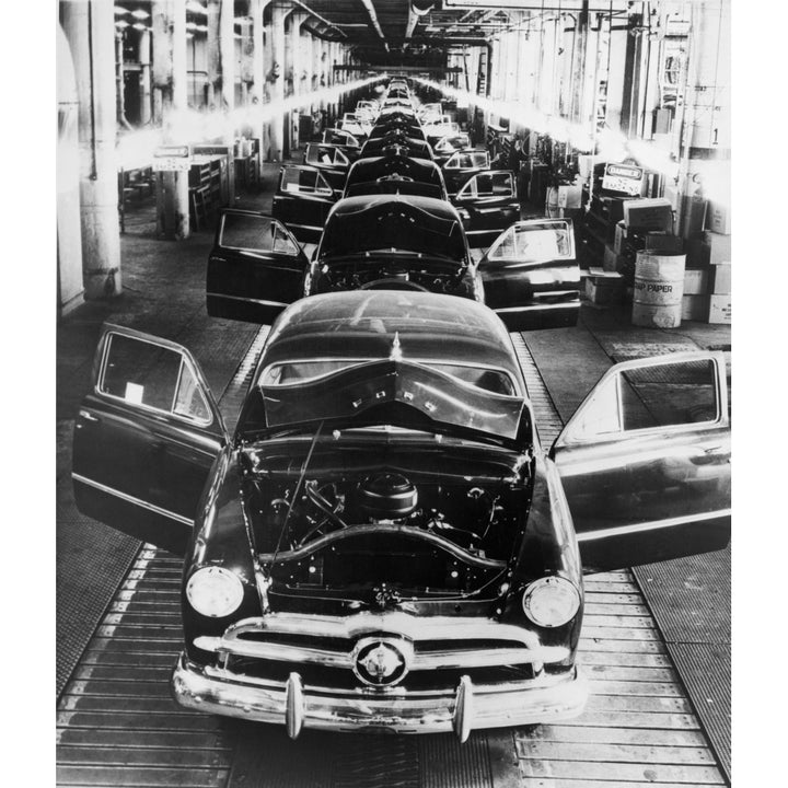 1949 Ford Cars Sit On A Deserted Assembly Line During The 25 Day Strike Called By The United Auto Workers To Oppose Image 2