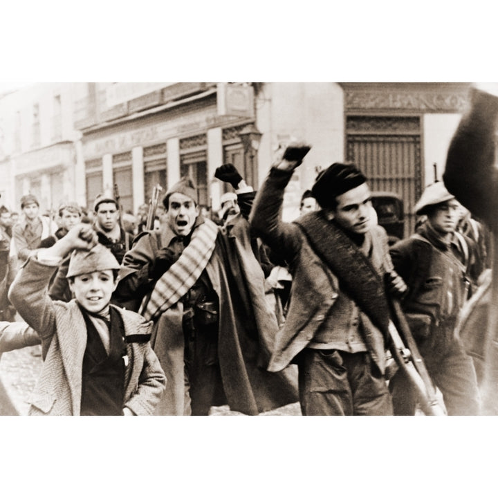 Battalion Of Republican Shock Troops Marching In Madrid During Spanish Civil War History Image 1