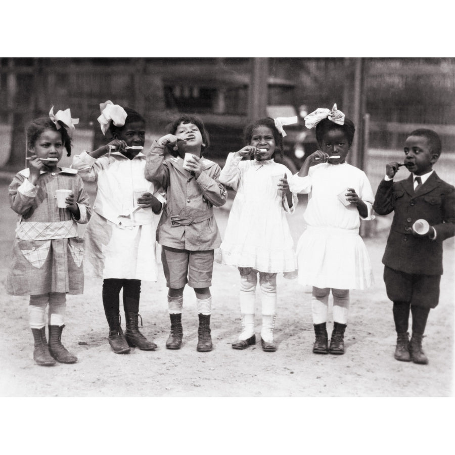 African American First Graders Learn To Brush Their Teeth At The Miner Normal School Near Washington History Image 1