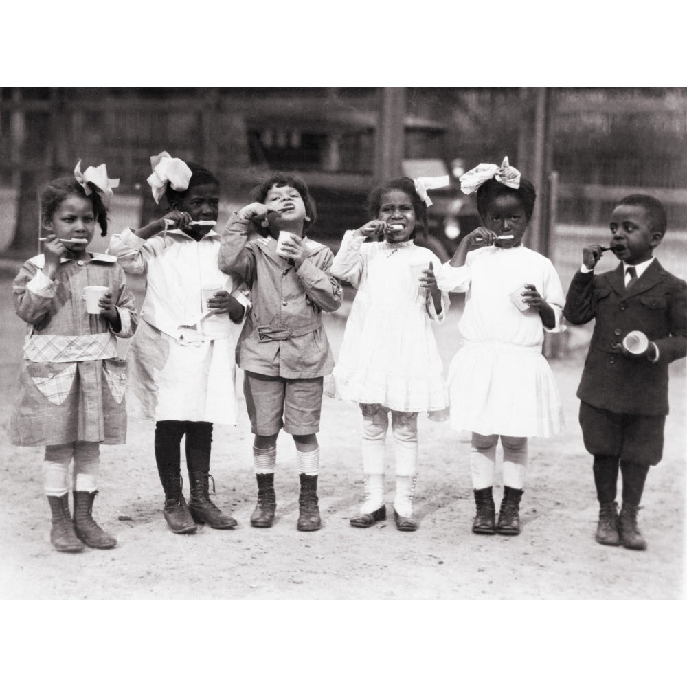 African American First Graders Learn To Brush Their Teeth At The Miner Normal School Near Washington History Image 2