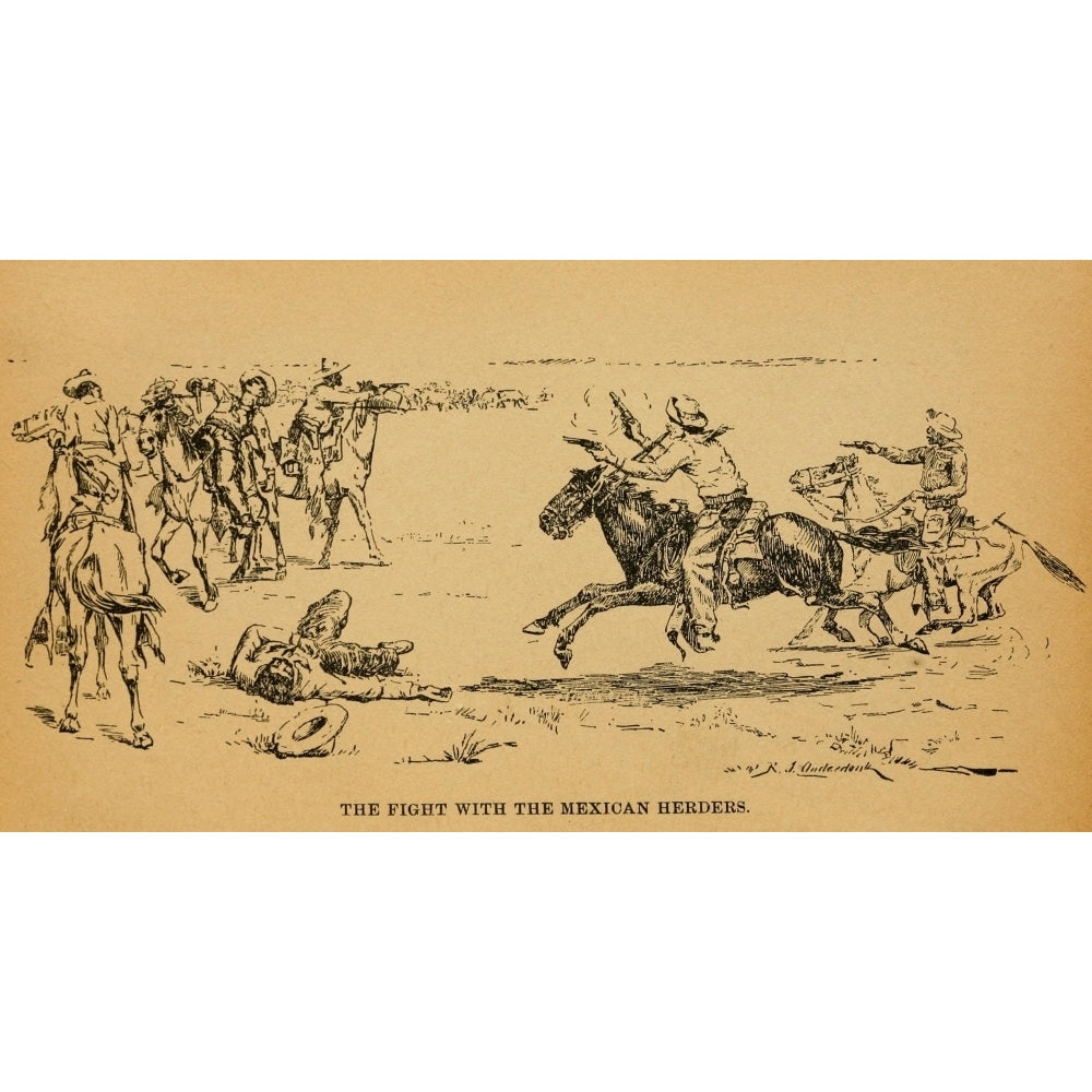 John Wesley Hardin In A Fight With Mexican Vaqueros At The End Of A Cattle Drive Up The Chisholm Trail To Abilene Image 1