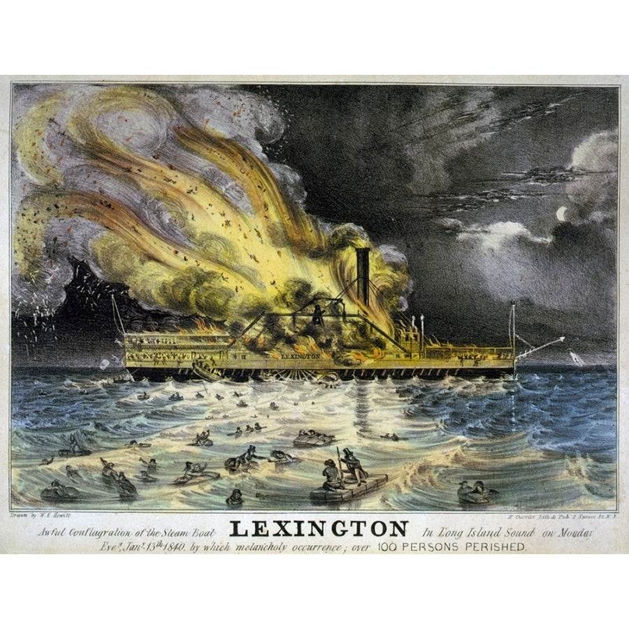 Disastrous Fire On Steam Boat Lexington In Long Island Sound On January 13 1840 Killing All But 4 Of Its 143 Passengers. Image 1