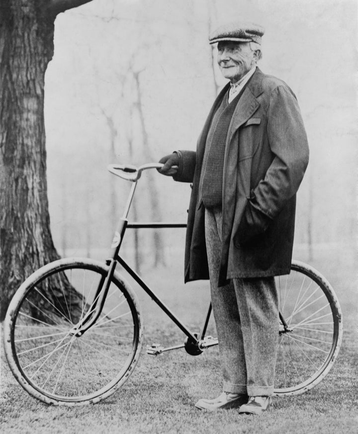 John D. Rockefeller 1939-1937 With His Bicycle After His Retirement. 1913 Photo. History Image 1