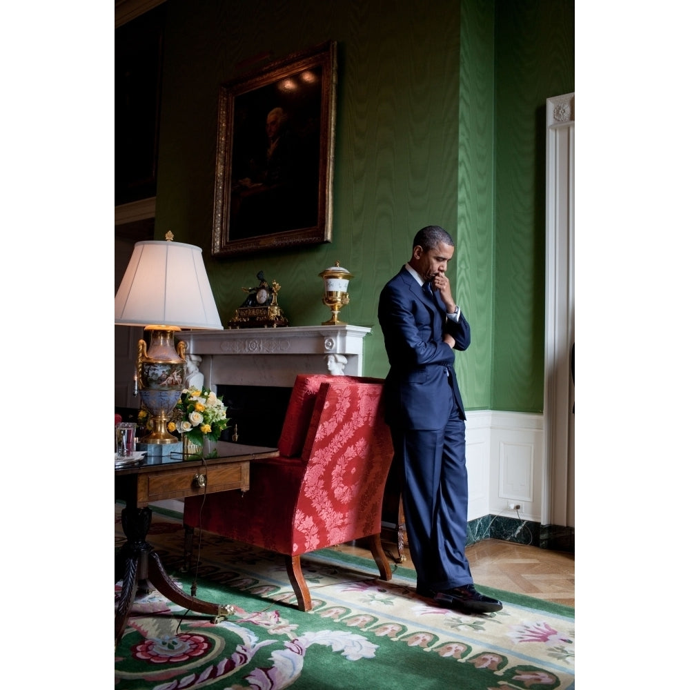 President Barack Obama Waits In The Green Room Before Being Introduced At The White House Summit On Community Colleges. Image 2