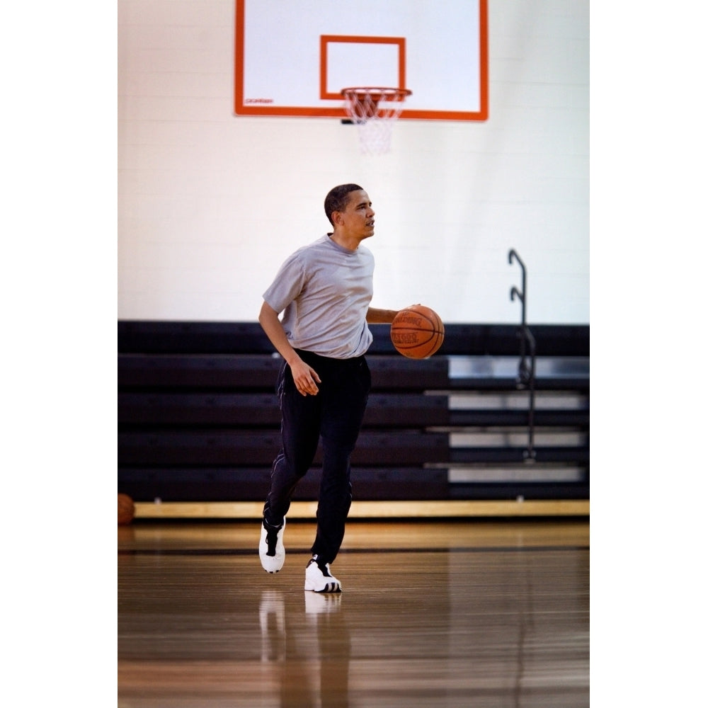 President Barack Obama Dribbles The Basketball At Fort Mcnair In Washington D.C. On May 9 2009. History Image 1