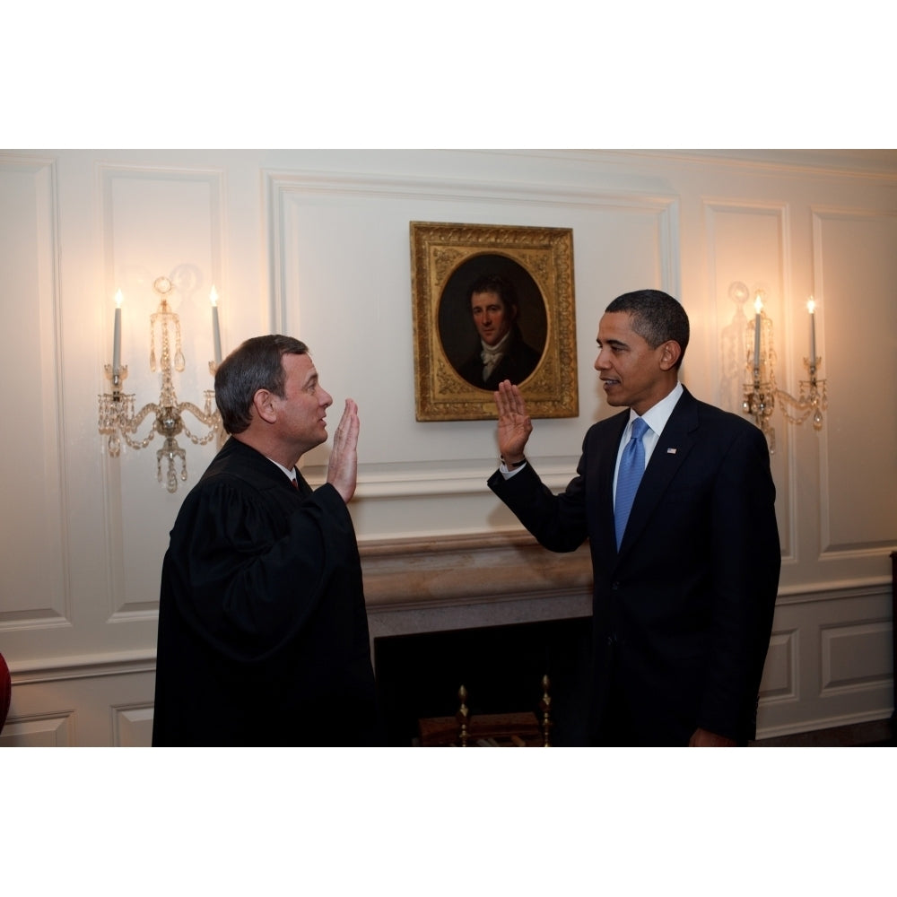 President Obama Is Given The Oath Of Office For A Second Time By Chief Justice John Roberts In The Map Room Of The White Image 2