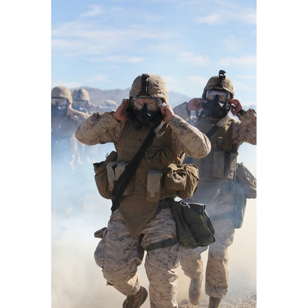 Us Marines And Sailors In Full Protective Gear Marching Through The Cloud Of Gas To Test With Their Gear. Jan 26 Image 1