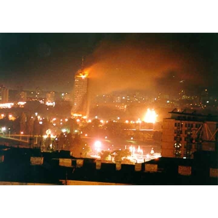 Belgrade Buildings On Fire On April 21 1999 During The Nato Bombing Of Yugoslavia. Nato Bombed From March 24 1999 To Image 2