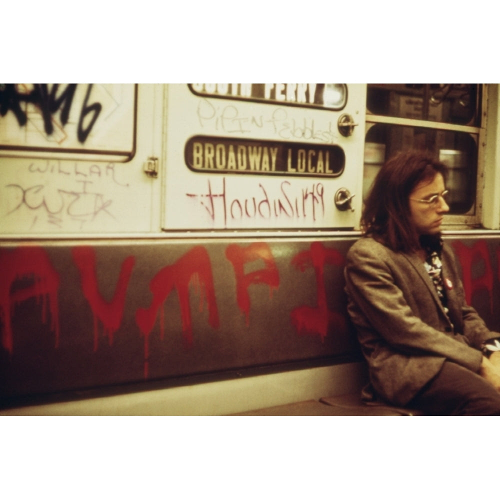 York City Subway Car Interior Covered With Spray Painted Graffiti. May 1973 History Image 2