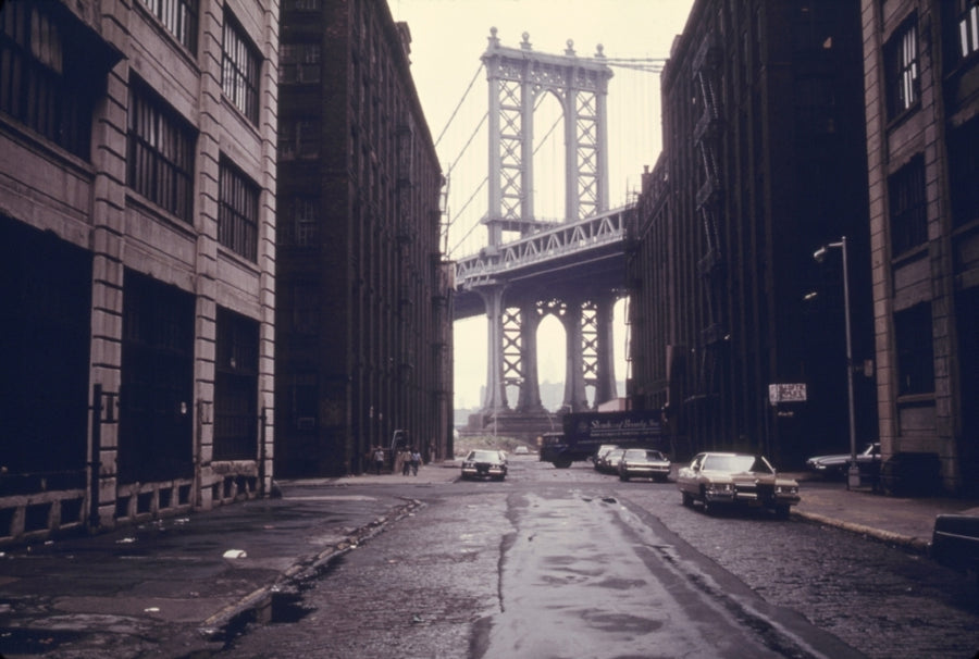 Classic View Of The Manhattan Bridge Tower In Brooklyn. June 1974. History Image 1