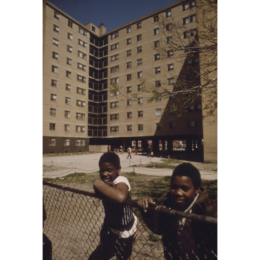 African American Children Outside The Chicago Housing AuthorityS Stateway Gardens Public Housing. The Huge Complex Image 1