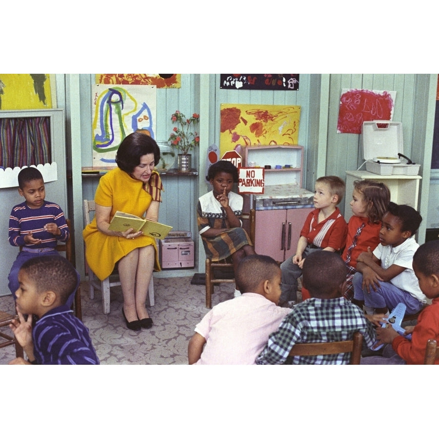 LbjS Great Society Programs. Lady Bird Johnson Visits Classroom For Project Head Start In The Kemper School History Image 1