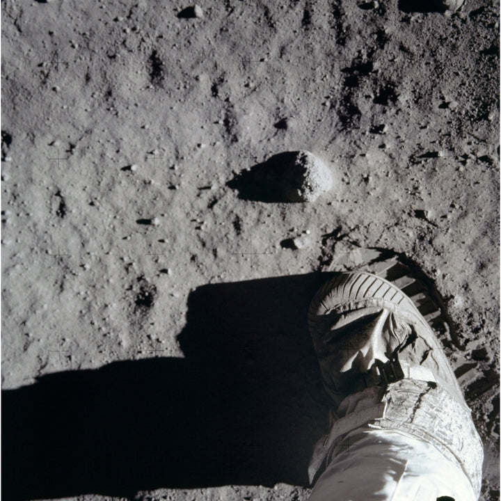 Apollo 11 Astronaut Boot And Boot Print On The Surface Of The Moon. July 20 History Image 1