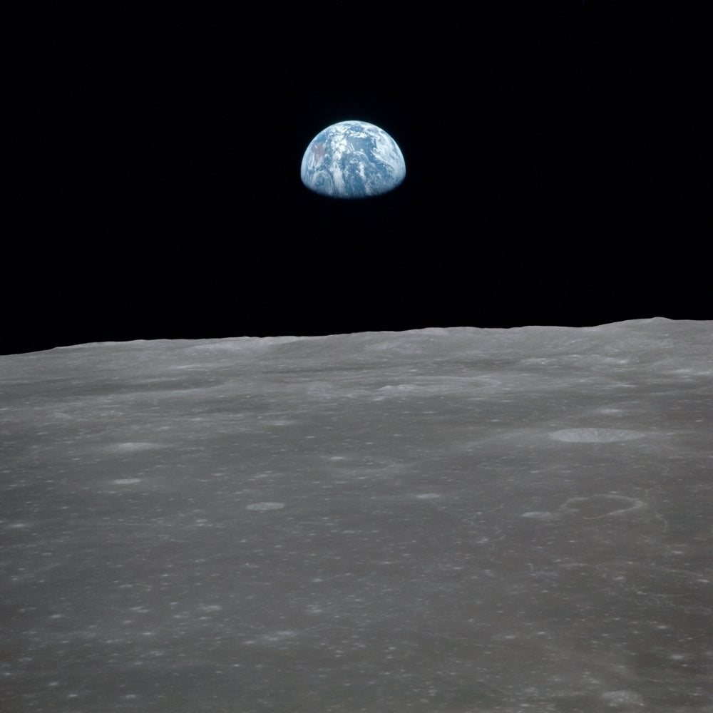 Apollo 11 Earth Rise Over The Moon. Earth On The Horizon In The Mare Smythii Region Of The Moon. Image 11 Of A Nasa Image 2