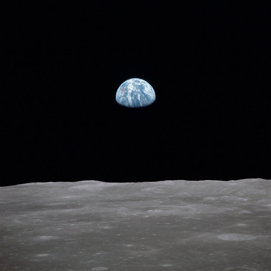 Apollo 11 Earth Rise Over The Moon. Earth On The Horizon In The Mare Smythii Region Of The Moon. Image 17 Of A Nasa Image 1