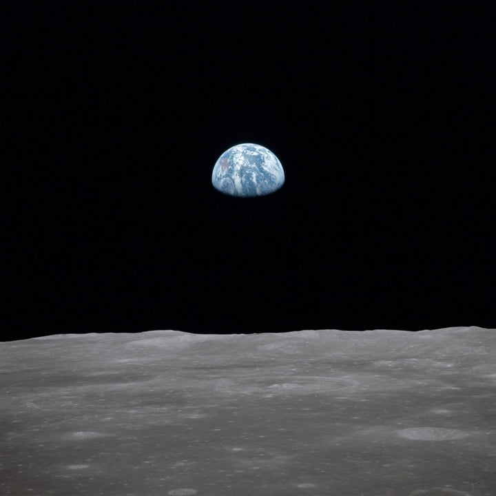 Apollo 11 Earth Rise Over The Moon. Earth On The Horizon In The Mare Smythii Region Of The Moon. Image 17 Of A Nasa Image 2