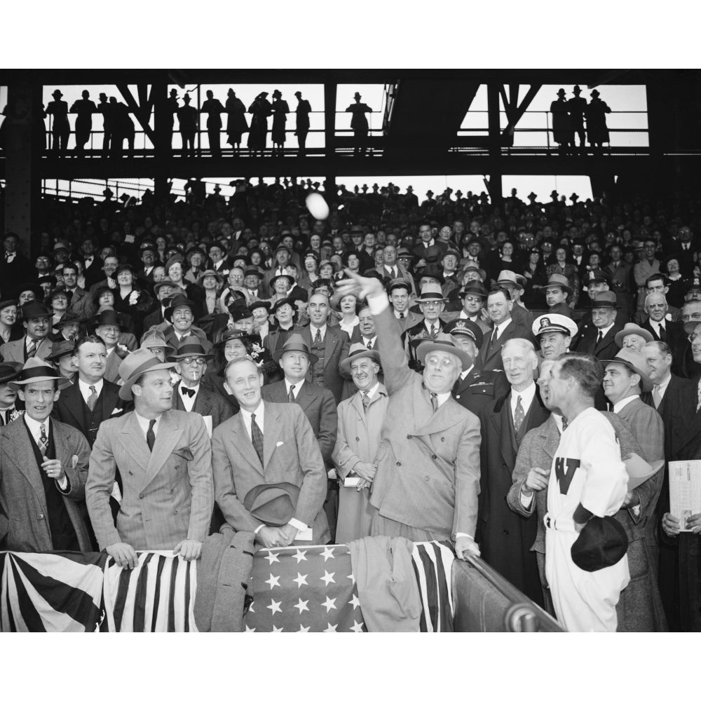 President Roosevelt Throws Out The First Baseball Of The Season. Apr. 18 History Image 2