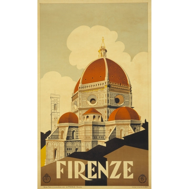 Italian Travel Poster Shows Santa Maria Del Fiore History Image 1