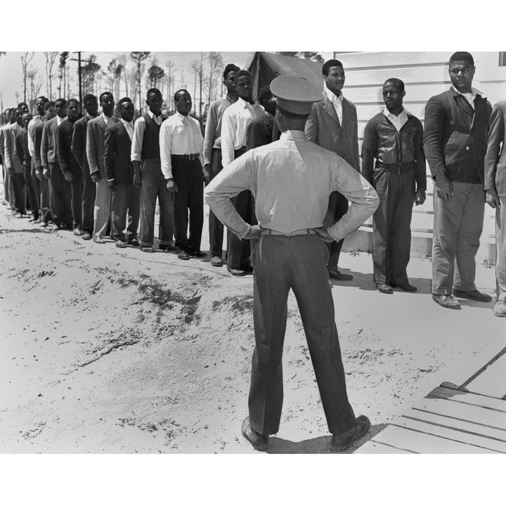 African American Marine Recruits Line Up To Begin Basic Training. Separate Racially Segregated Training Facilities Were Image 1