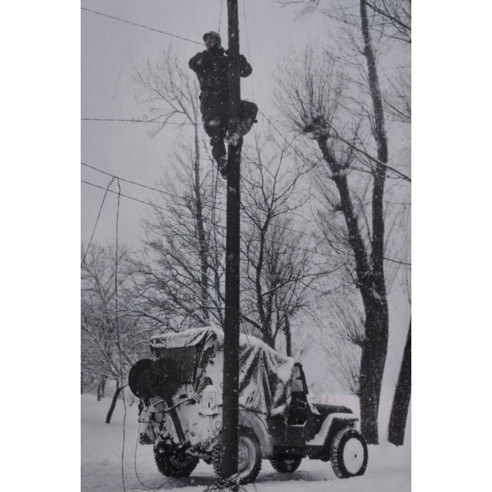 U.S. Army Signal Corp Lineman Repairing Damaged Phone Lines In France. Winter Of 1944-45 History Image 2