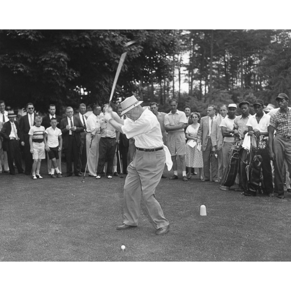 President Eisenhower Teeing Off On A Golf Course. Summer 1957. - History Image 1