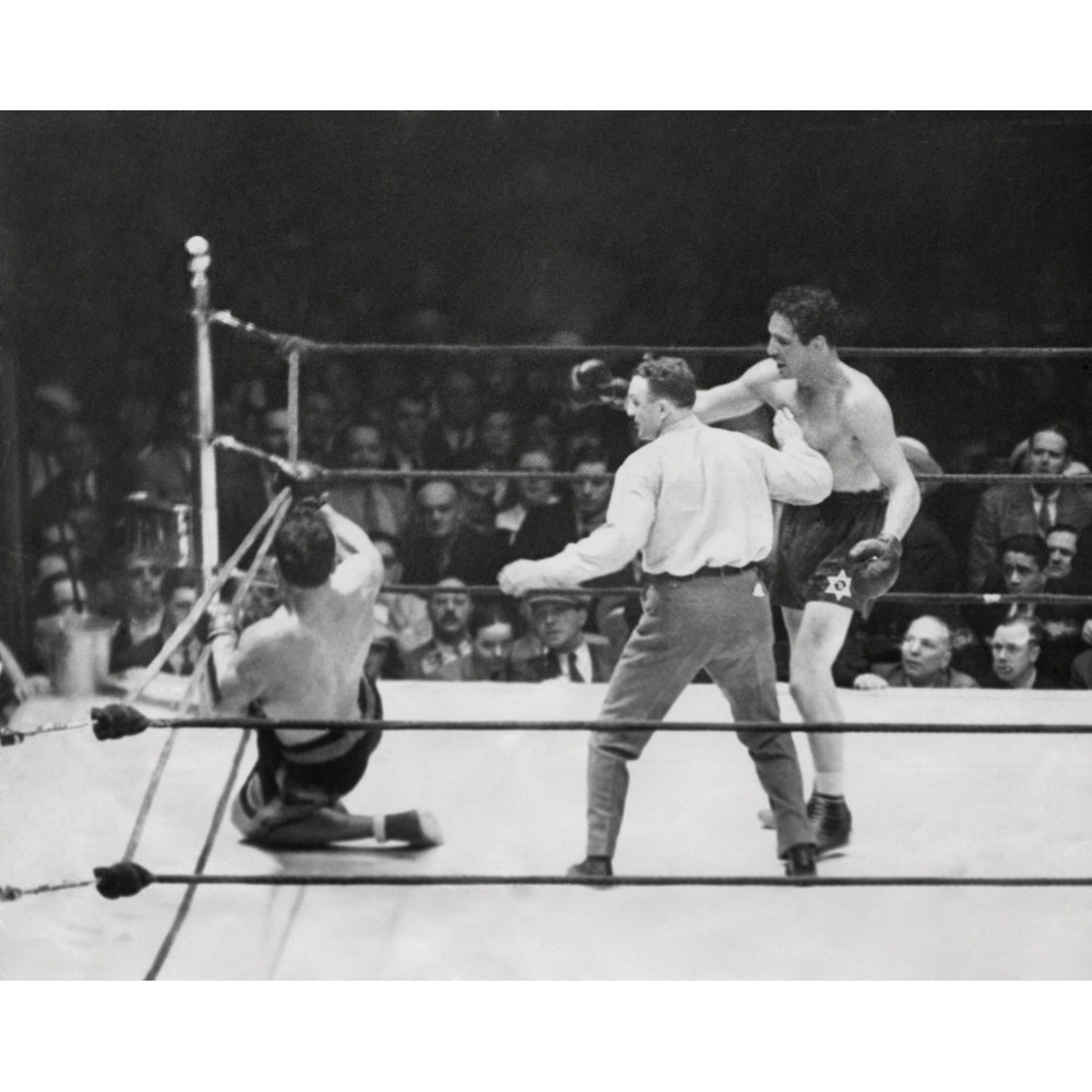 Primo Carnera Lost His Heavyweight Championship To Max Baer. Photo Shows Carnera On The Ropes In The Tenth As Referee Image 2