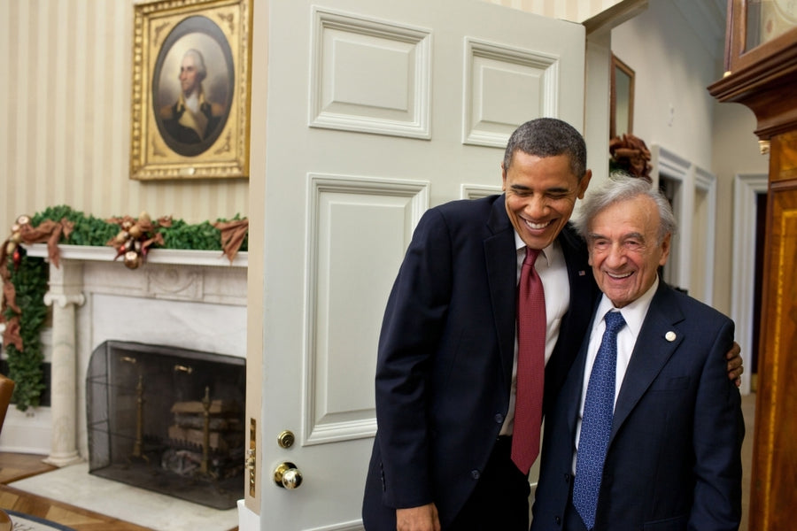 President Barack Obama Greets Elie Wiesel In The Oval Office History Image 1