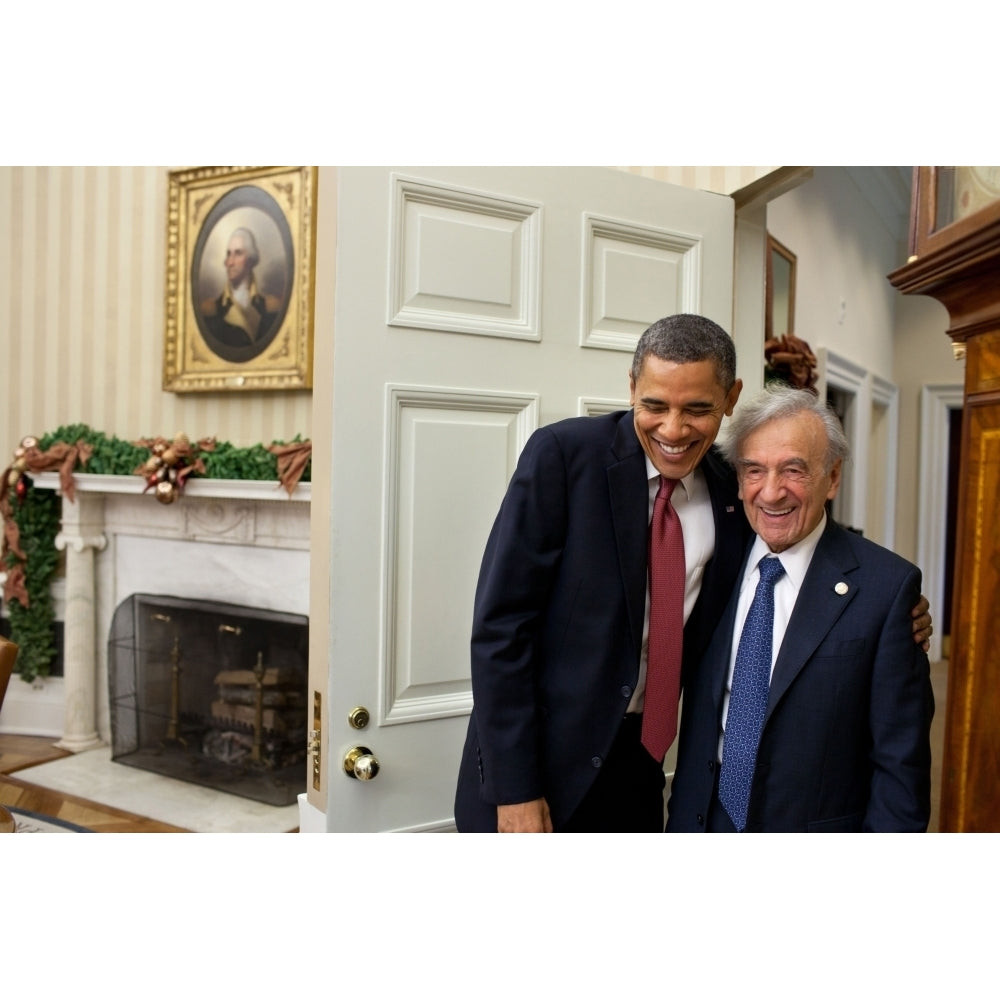 President Barack Obama Greets Elie Wiesel In The Oval Office History Image 2