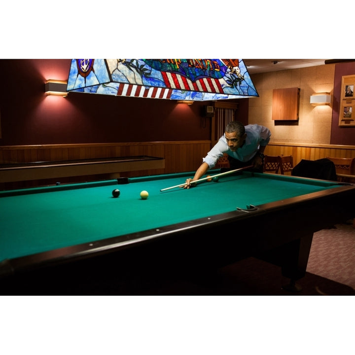 President Barack Obama Plays Pool After The G8 Summit At Camp David History Image 1