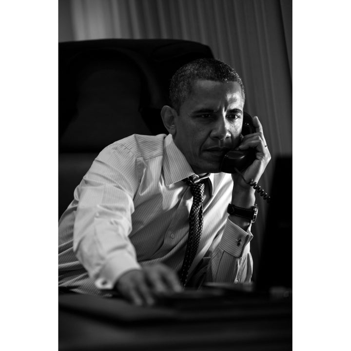 President Barack Obama Talks On The Phone From Air Force One. June 6 History Image 1