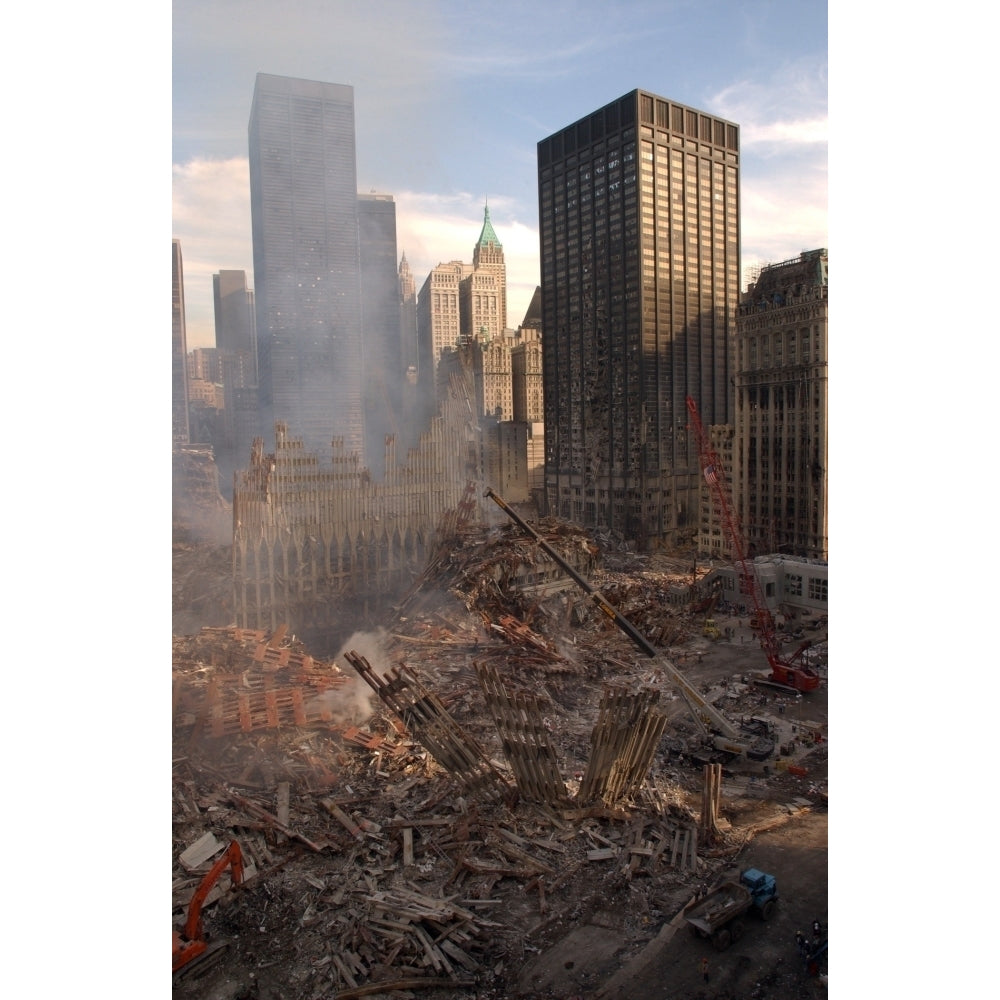 View Of Ground Zero From The Northwest After The 9-11 Terrorist Attacks. In The Left Foreground Are The Ruins Of The Image 2