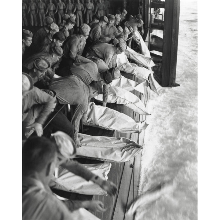 Burial At Sea For The Officers And Men Of The Uss Intrepid During World War 2. They Were Killed When The Carrier Was Hit Image 2