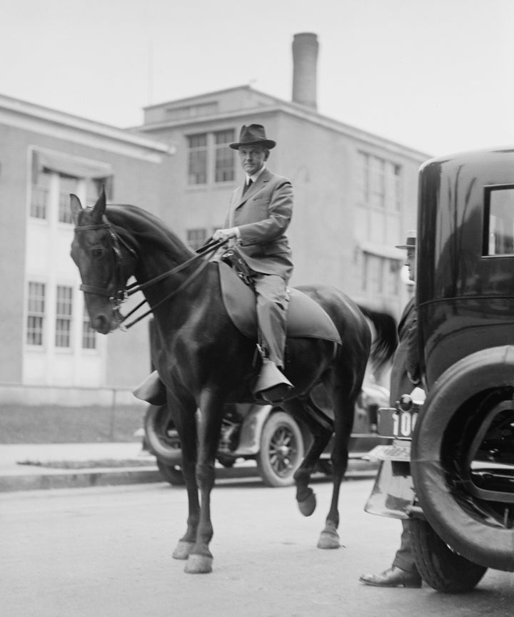 President Calvin Coolidge On Horseback In Washington History Image 1