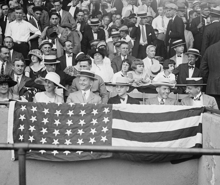 President Calvin Coolidge Enjoying A Washington Senators Baseball Game With His Family In 1924. L-R First Lady Grace The Image 1