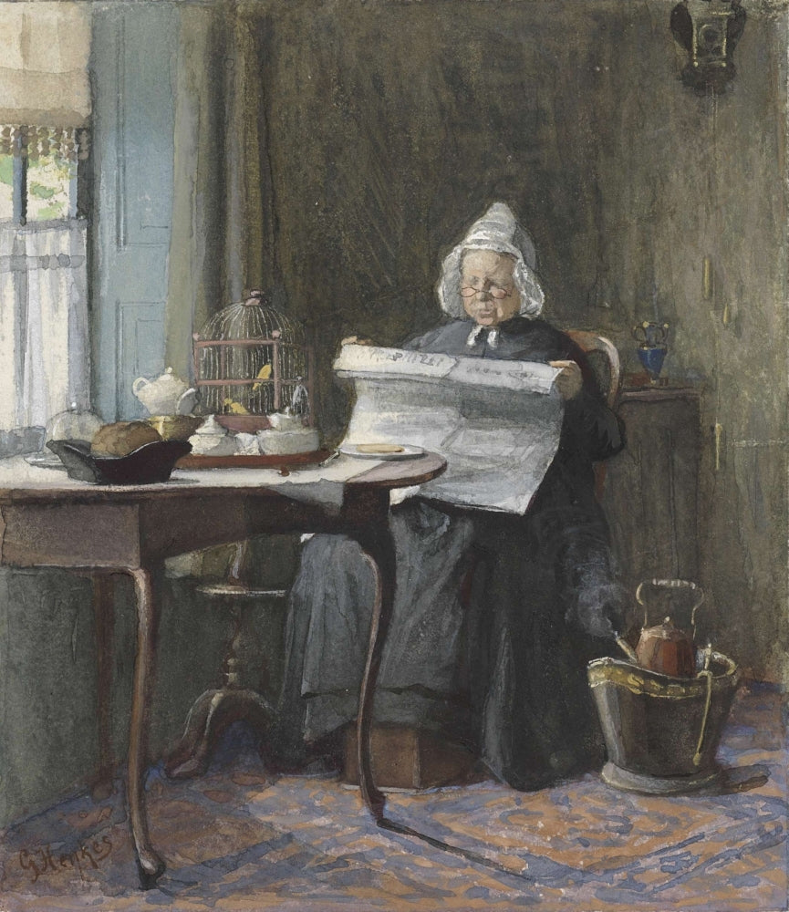 Interior With A Woman Reading The Newspaper Poster Print Image 1