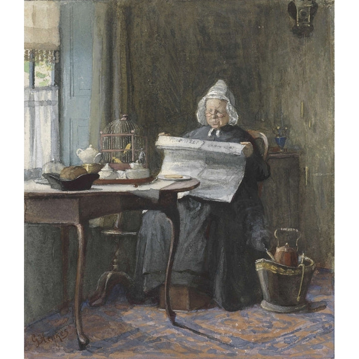 Interior With A Woman Reading The Newspaper Poster Print Image 1