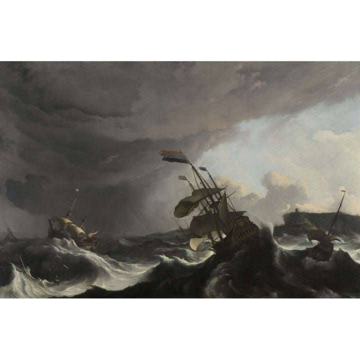 Warships In A Heavy Storm Poster Print Image 1