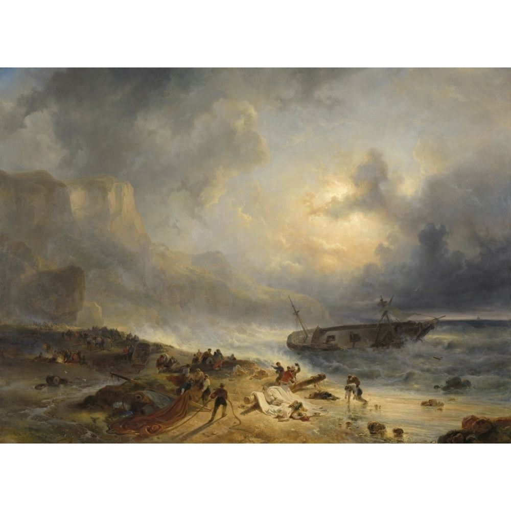 Shipwreck Off A Rocky Coast Poster Print Image 1