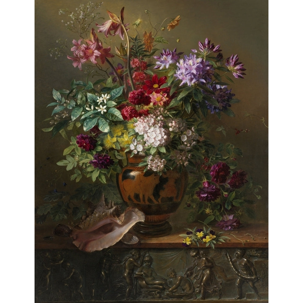 Still Life With Flowers In A Greek Vase: Allegory Of Spring Poster Print Image 1