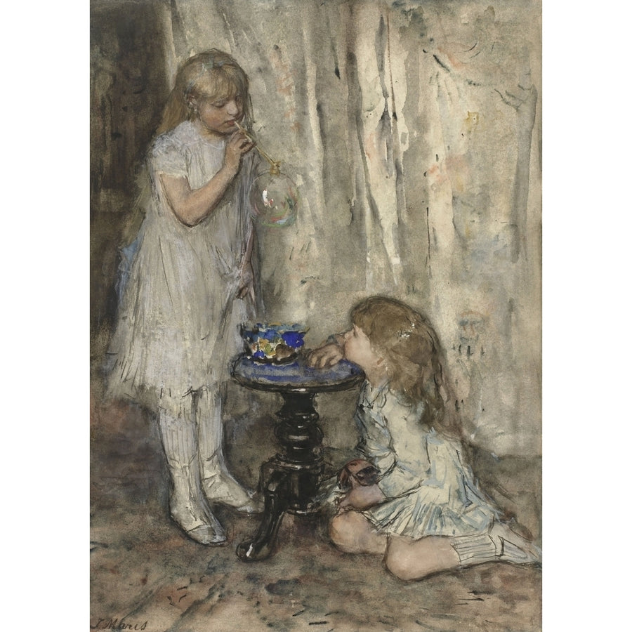 Two Girls Blowing Bubbles Poster Print Image 1