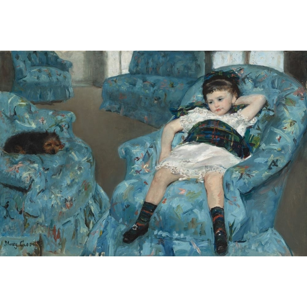 Little Girl In A Blue Armchair Poster Print Image 1