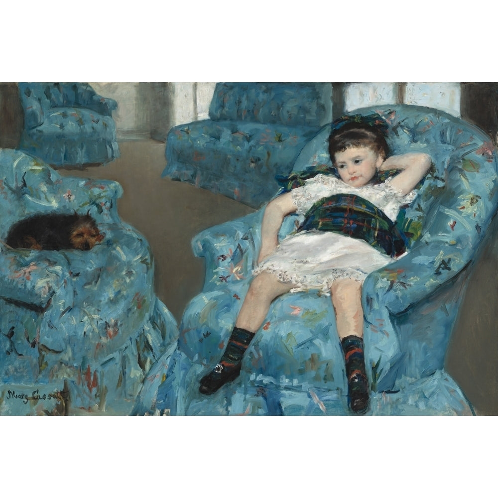 Little Girl In A Blue Armchair Poster Print Image 2