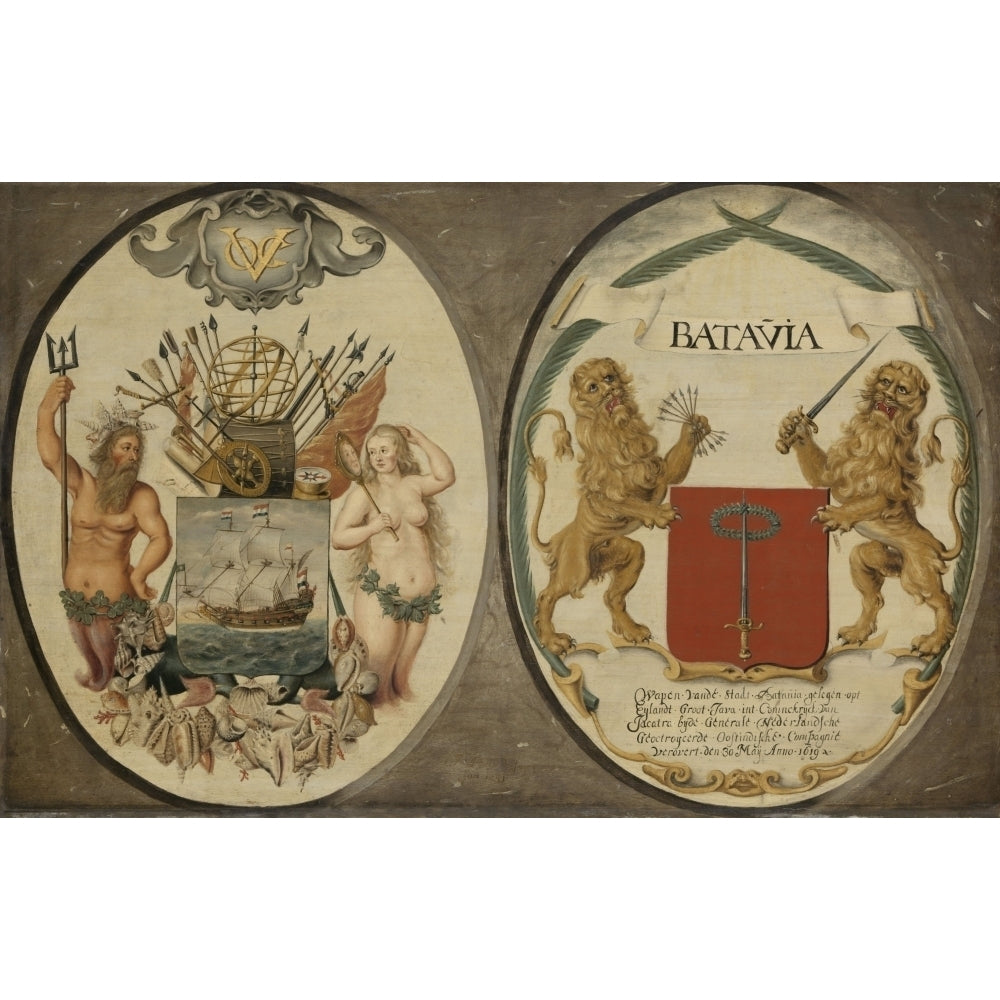 The Arms Of The Dutch East India Company And Of The Town Of Batavia Poster Print Image 1