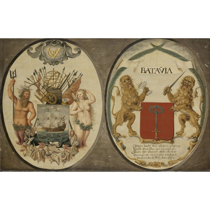 The Arms Of The Dutch East India Company And Of The Town Of Batavia Poster Print Image 1