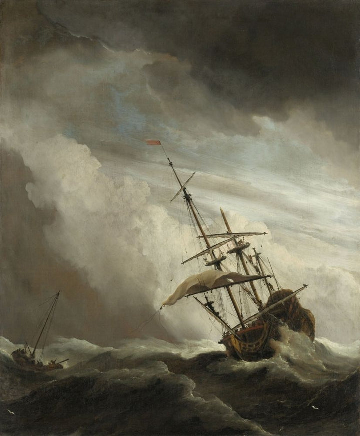 A Ship On The High Seas Caught By A Squall Poster Print Image 1