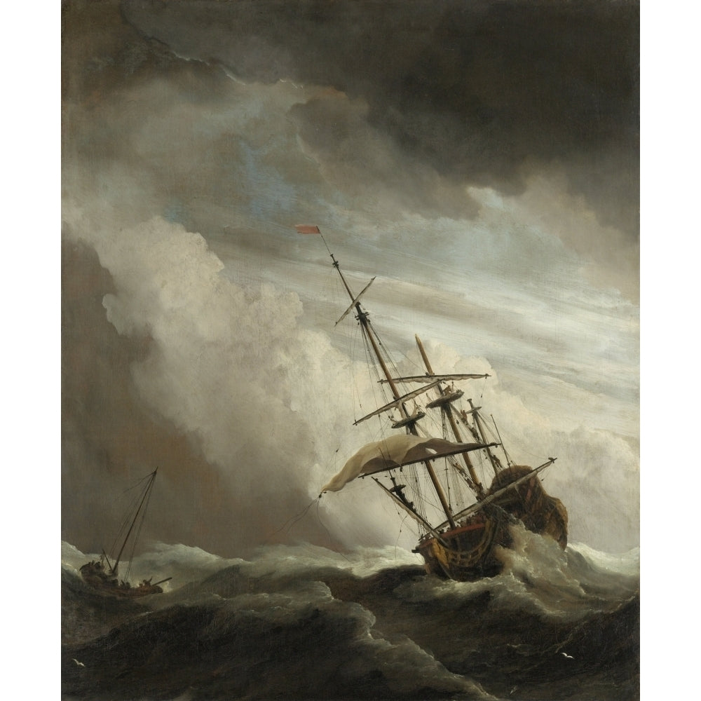 A Ship On The High Seas Caught By A Squall Poster Print Image 2