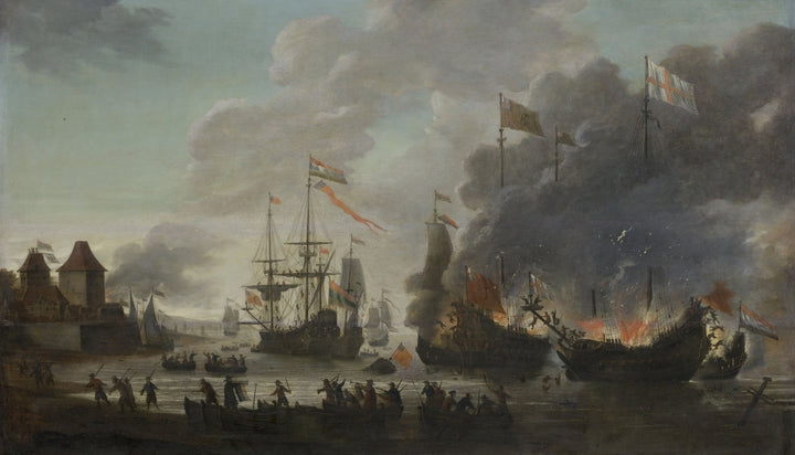 The Dutch Burn English Ships During The Expedition To Chatham Poster Print Image 1